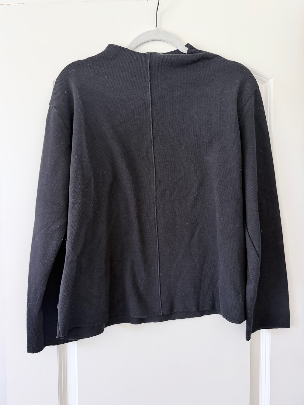 Zara Black Front Seam Crewneck Soft Sweater